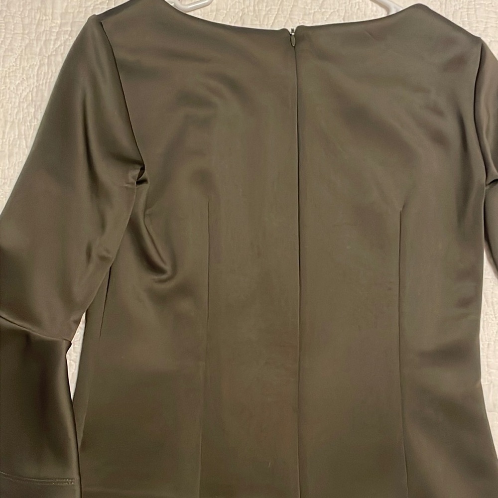 New York & Company Olive Green Bell Sleeve Mini Dress - Picture 5 of 6